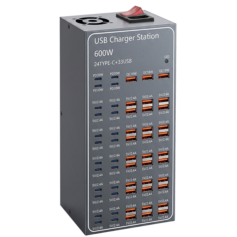 Cross-border 2026 New Desktop PD Fast Charging QC Metal USB Multi-port Charger 60 Ports 600W Mobile Phone Charging Station Cross-border 2026 New Desktop PD Fast Charging QC Metal USB Multi-port Charger 60 Ports 600W Mobile Phone Charging Station