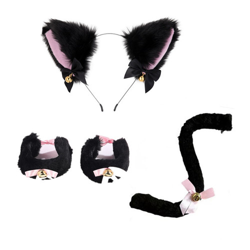 Fun cat ears, bells, hair hoops, bracelets, neck collars, cat tail suits, Halloween party props, headbands with