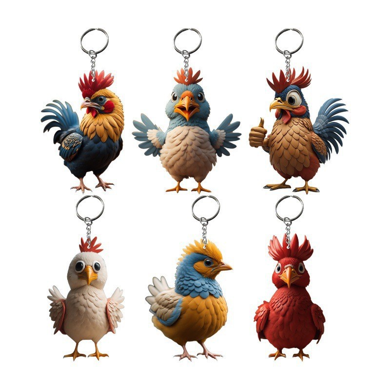 Nuevos productos transfronterizos de dibujos animados de Navidad pollo llavero colgante llavero accesorios mochila llavero regalo de cumpleaños
