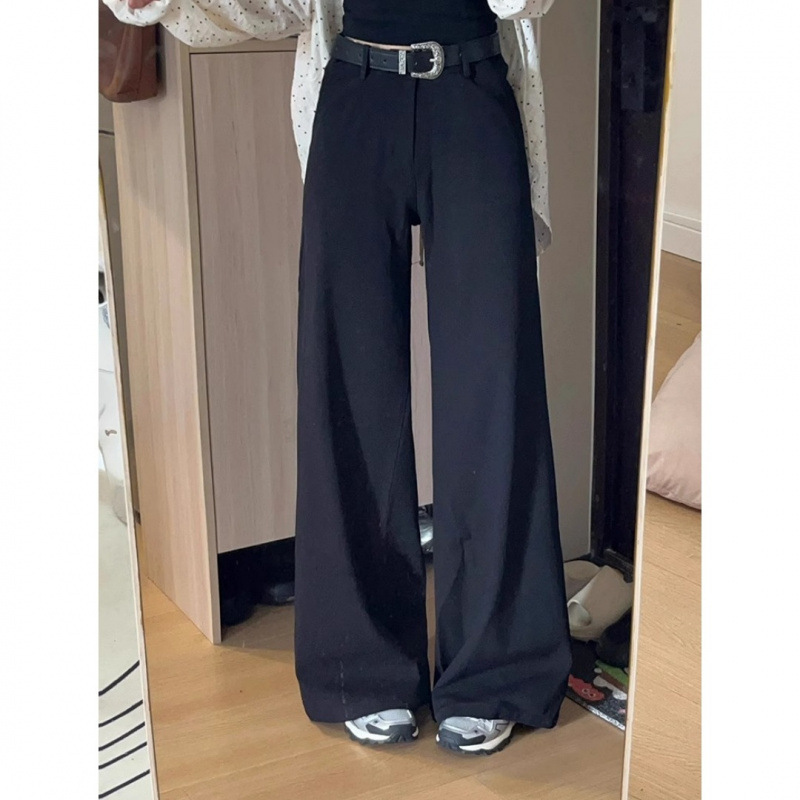 大码高级感bf慵懒风西装裤女夏季显瘦垂感休闲裤小个子阔腿拖地裤|undefined