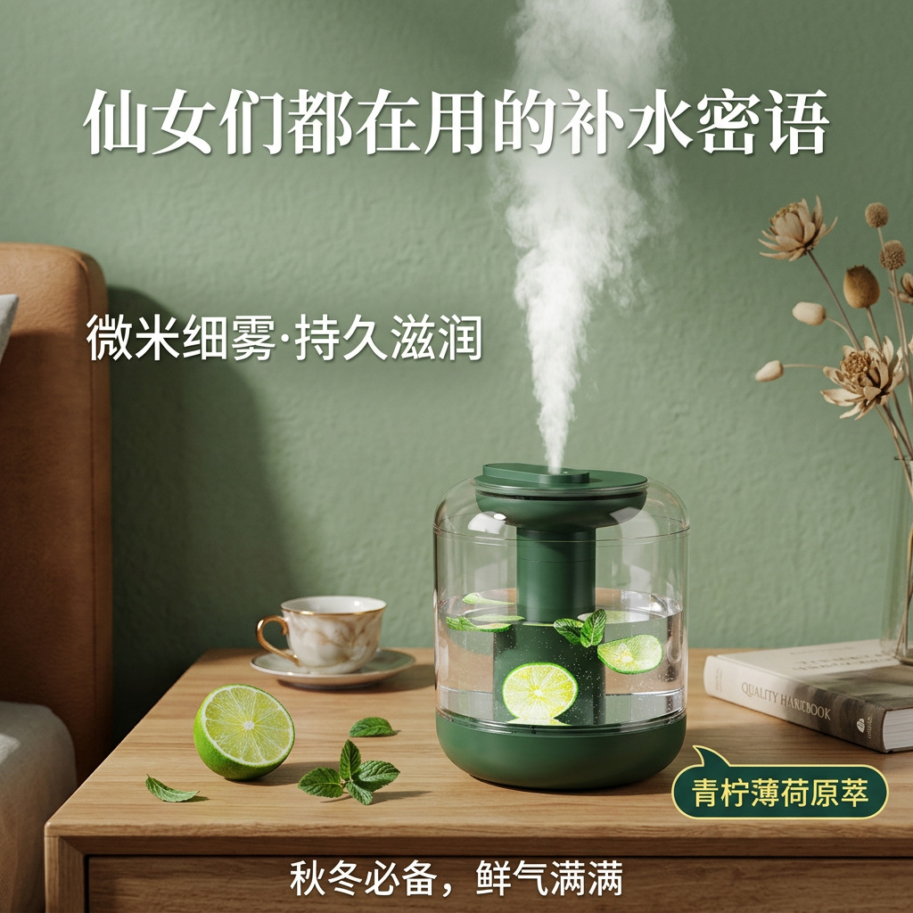 Humidificador y purificador de aire transfronterizo BF143 con aroma a flores y frutas para uso doméstico, gran capacidad con luz nocturna, se pueden añadir pétalos y limón.