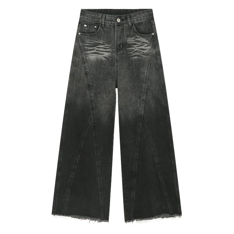 Nirben Denim | Nuevos pantalones vaqueros sueltos rectos retro sentido del diseño de los hombres American High sense pantalones Casuales