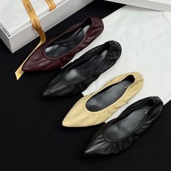 高級品！早春の新作フェアリースタイルバレエシューズ本革ソフトチップエッグロールシューズおばあちゃんの靴