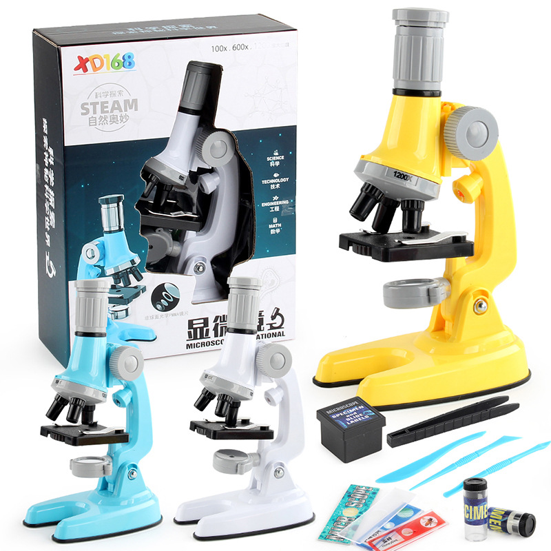 Transfronterizo nuevo 1200 veces microscopio juguete Escuela Primaria estudiante científico experimento biológico equipo microscopio traje de juguete