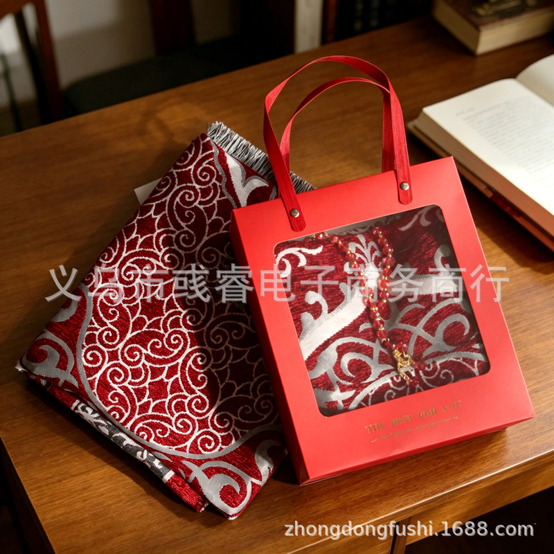 New Flame Flower Print Chenille Rug with Bracelet + Handbag, Exquisite Gift Box Packaging, Cross-Border Supply New Flame Flower Print Chenille Rug with Bracelet + Handbag, Exquisite Gift Box Packaging, Cross-Border Supply