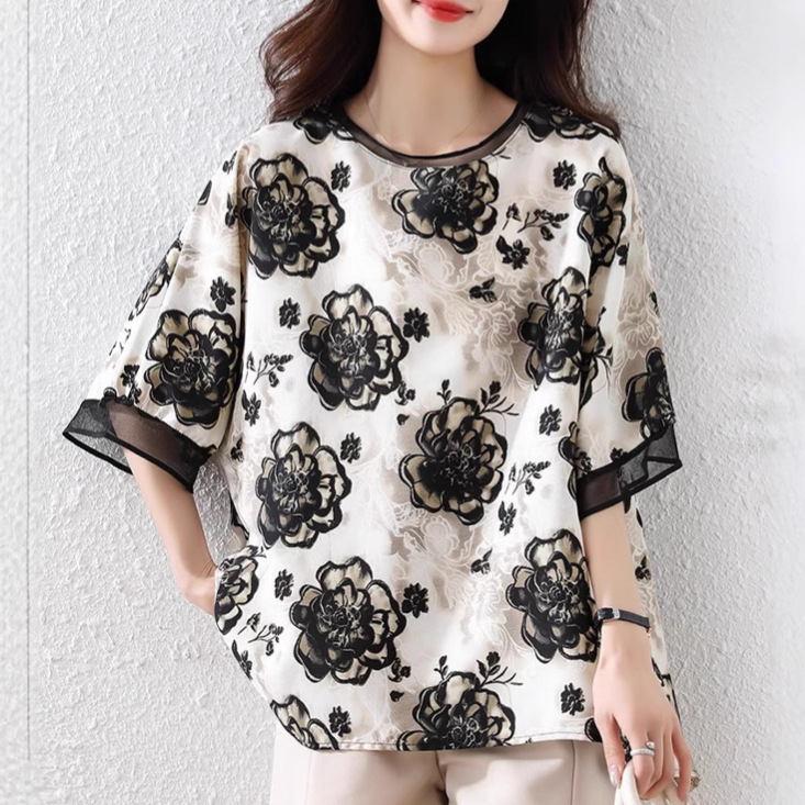 2026 Spring/Summer New Large Size Stylish Fashion Short Sleeve T-Shirt Korean Version Casual Versatile Elegant Top T-Shirt