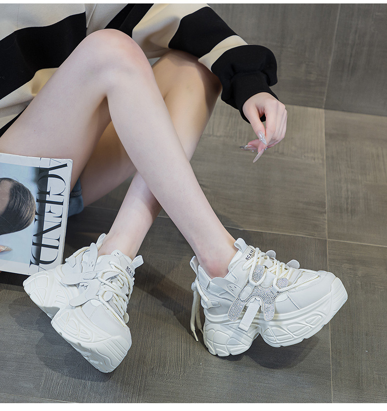 Giày sneaker nữ chunky đế dày tăng chiều cao phong cách Hàn Quốc — M2699 màu đỏ, M2699 màu be chi tiết 13