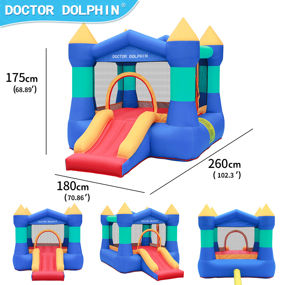 Castillo Inflable Infantil Doctor Dolphin, Trampolín con Tobogán para Uso Doméstico, Castillo de Tela Oxford para Interiores, Pequeñas Instalaciones de Juegos para Niños