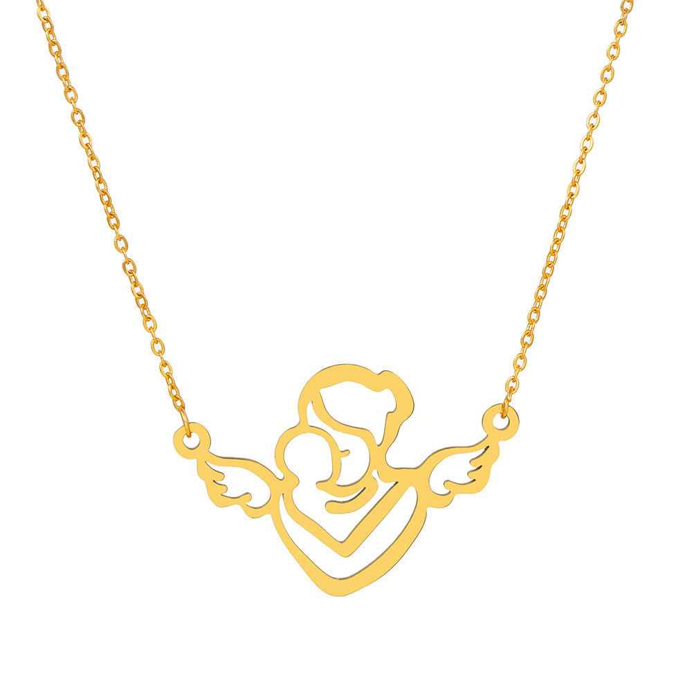 Retro MAMA Geometric Titanium Steel Plating Necklace_colorza_7