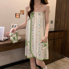 睡衣女夏季休闲简约舒适家用裹胸浴巾夏天性感可爱汗蒸桑拿浴袍女
