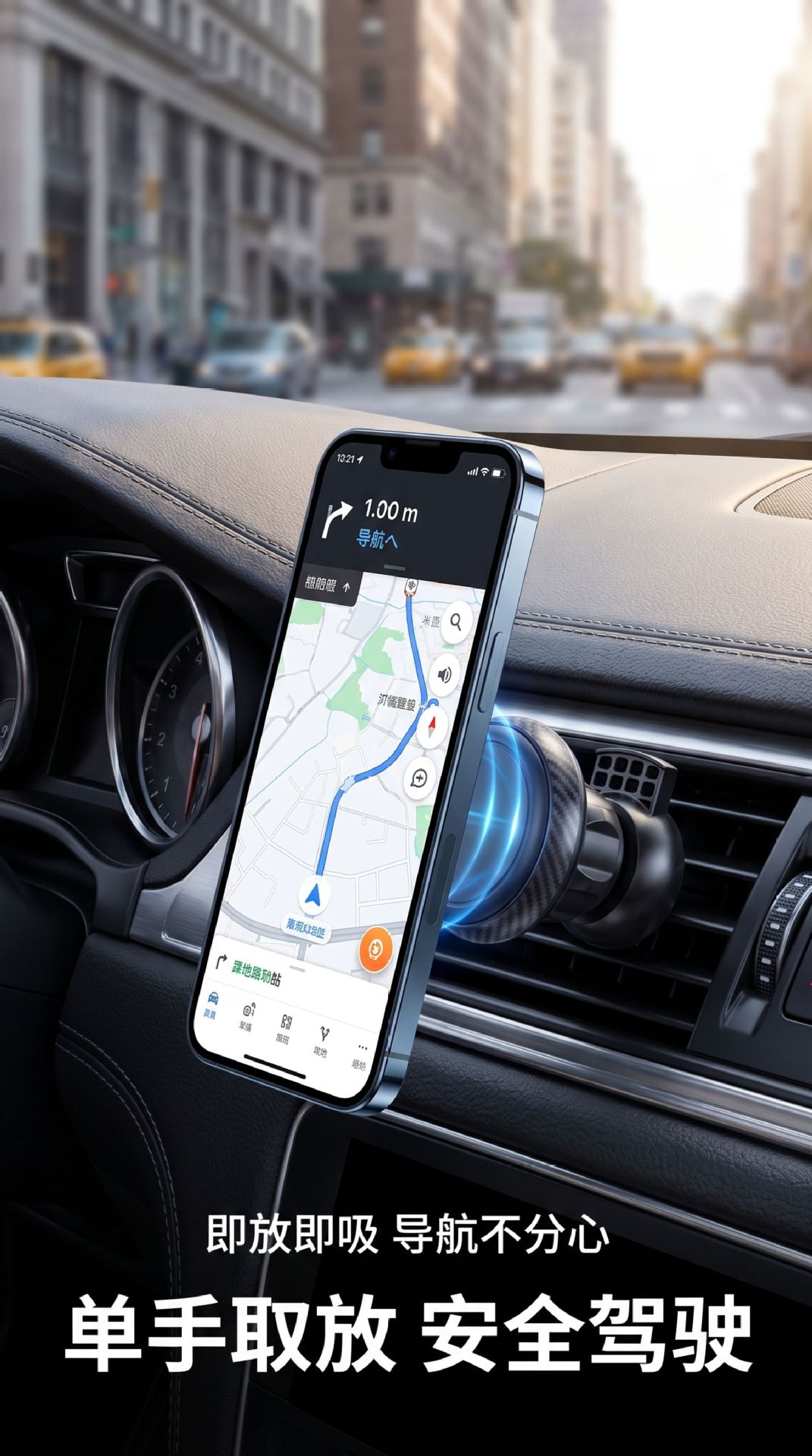 Car Magnetic Phone Holder Air Vent Multi-Function 360-Degree Rotating Strong Magnetic Phone Mount Navigation Stand