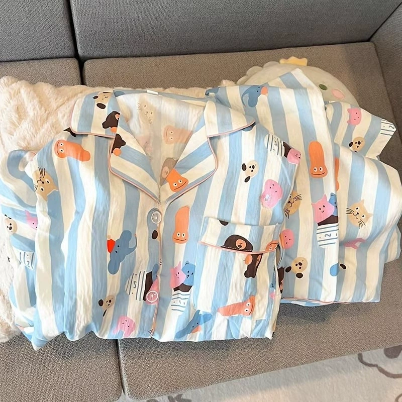 Пижамный комплект с длинным рукавом (Hello Kitty), хлопок, японский стиль, размеры M–XXL