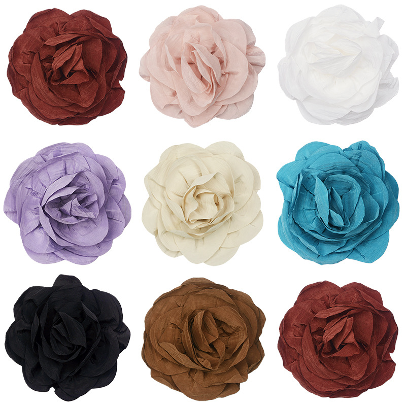 新款10厘米复古褶皱手工布艺玫瑰卷布花 diy胸花头饰服装辅料配件