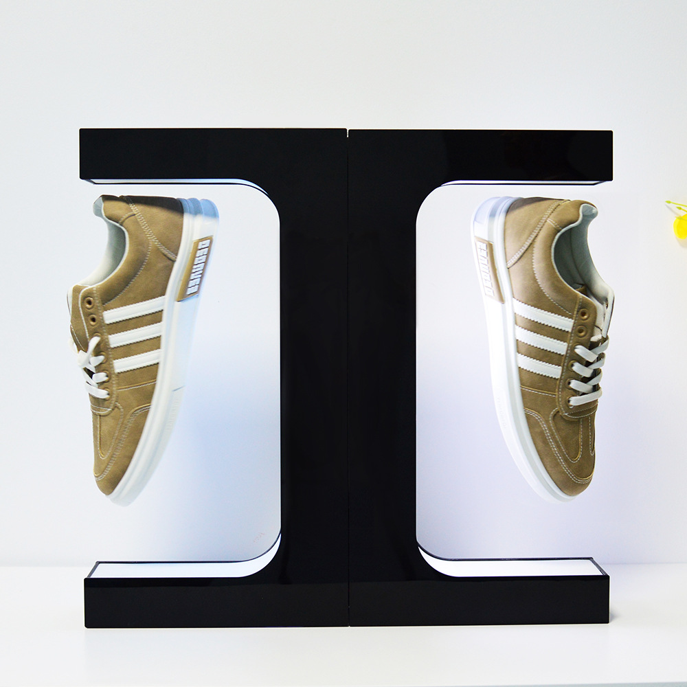 E形双系统磁悬浮鞋子展示架LED灯工艺品摆件批发旋转亚克力展示台
