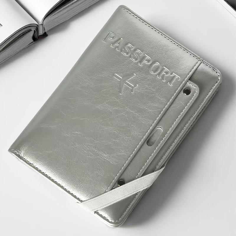 Niche Korean-Style Silver-Gray Passport Holder with High Aesthetic Value for Overseas Travel, Id Document Storage Cover, Card Holder with a Sense of Sophistication