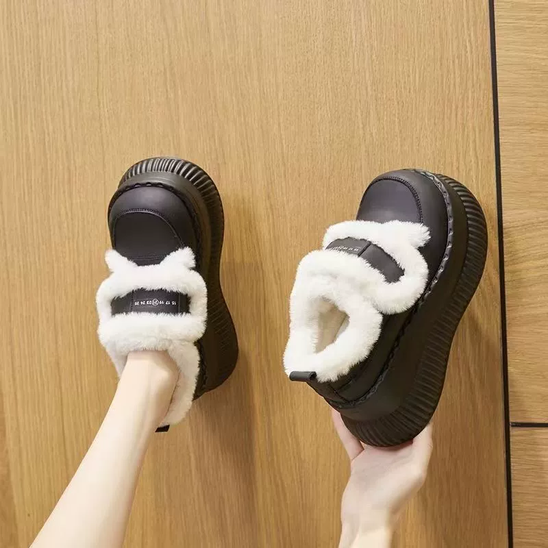 Плюшевые снежные сапоги 2024 зимние новые меховые женские туфли