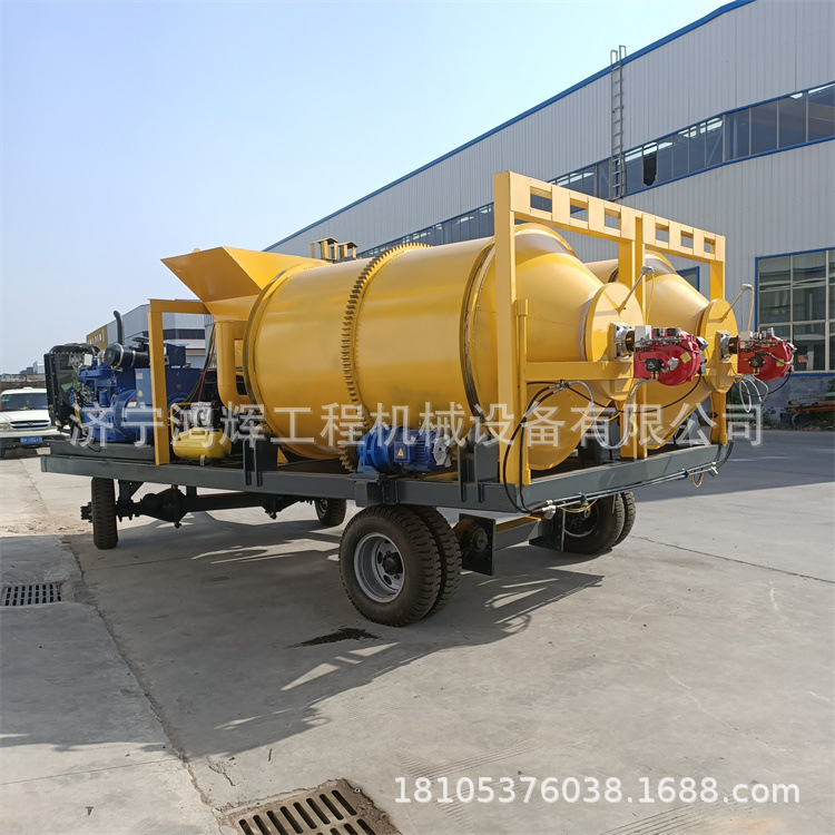 带支腿牵引式沥青拌合机 3立方双罐搅拌机 筑养沥青路面炒料设备