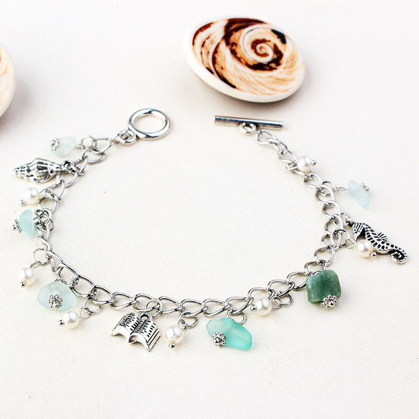 Sapphire ankle bracelet pearl for yoga