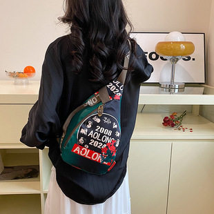 Aolong New National Fashion Printed Women's Chest Bag Nylon Casual Crossbody Bag Multi-use Large Capacity Handbag