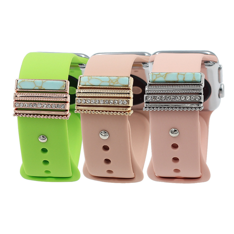 Loss Clearance Is Suitable for Apple Watch Strap Decorative Ring Set Stone Series Silicone Watch Strap Decorative Ring Watch Watch