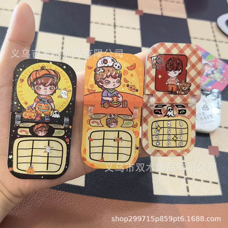 印花浮雕卡通小野翻盖手机板材吊珠 diy手机链包挂车挂饰品配件|undefined
