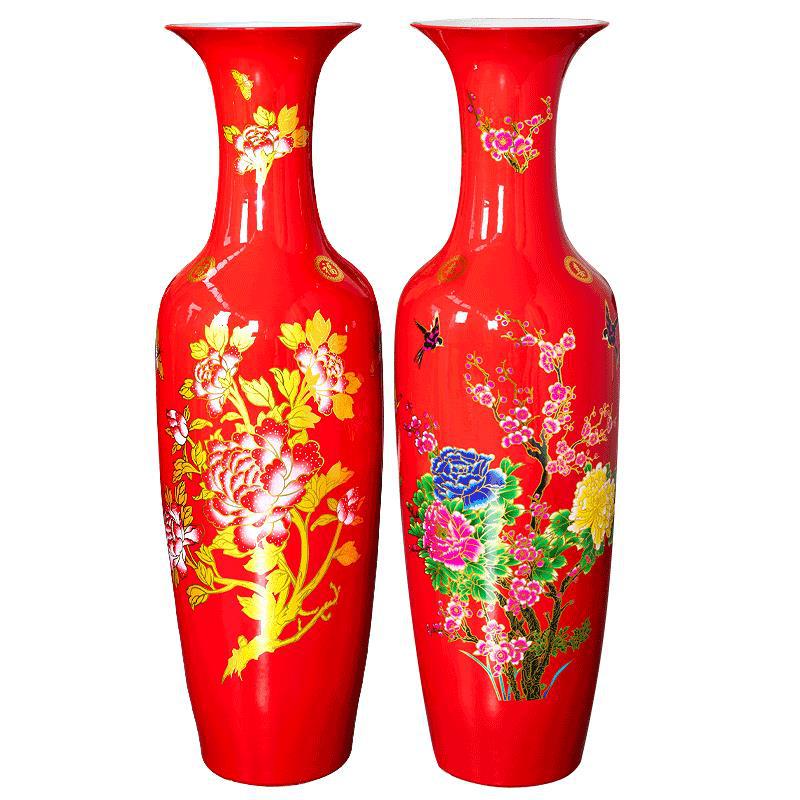 Jingdezhen ceramics Chinese red landing large vase swing flower…