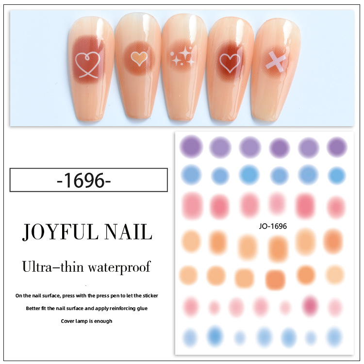 Nuevo estilo japonés Internet celebridad gradiente floreciente rubor etiqueta engomada del clavo adhesivo redondo amor uñas pegatinas decoraciones