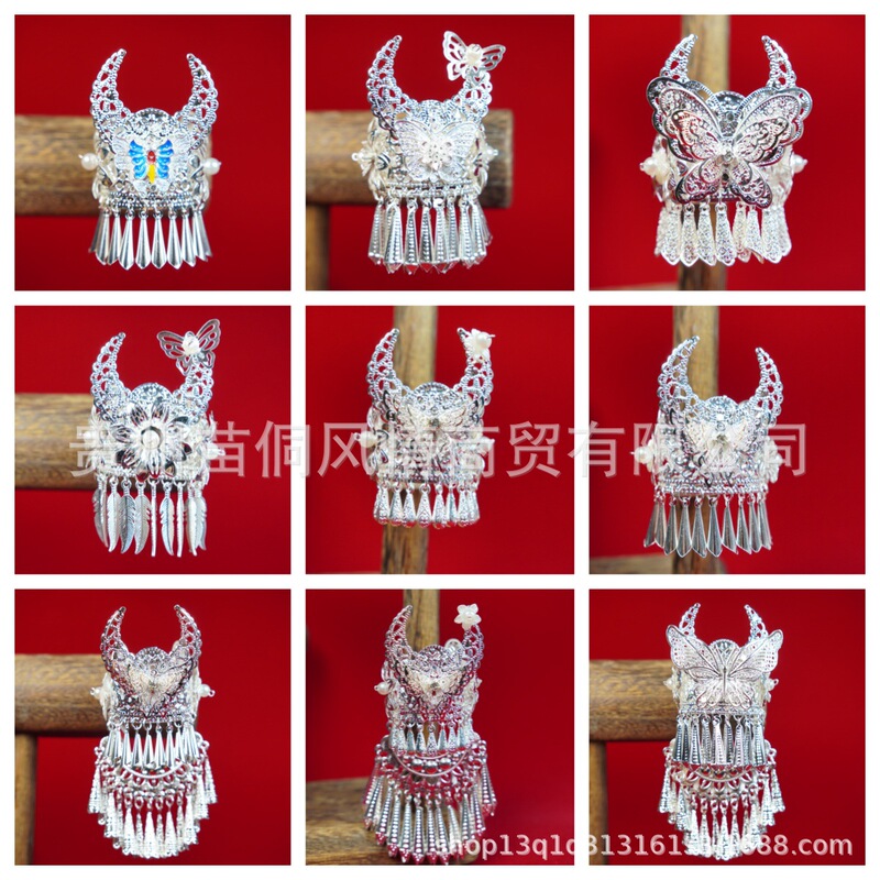 Wholesale Source: Guizhou, Guangxi, Yunnan, Hunan, Miao Village Silver Hat Fridge Magnets, Miao Ethnic Headwear Ornaments, Tourism Cultural and Creative Products