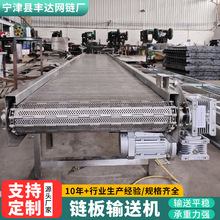 不锈钢链板输送机速冻食品加工链板输送线清洗冷却挡板链板传送机