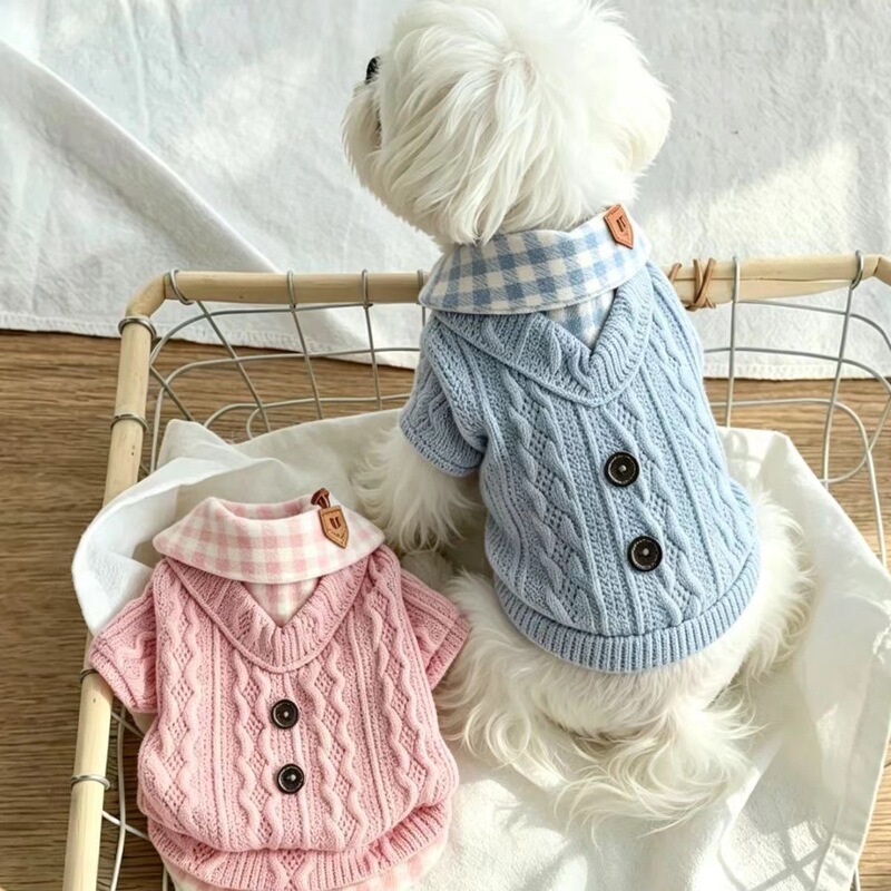 Dog clothes for autumn and winter, cat clothes, shirts, sweaters, faux two-piece fleece-lined warm cotton coats for Teddy and small dogs