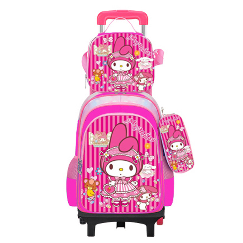 Export Trolley Mochila mochila con luz en la parte posterior para estudiantes de primaria de grado 1-6 nueva mochila de nailon de gran capacidad para subir escaleras