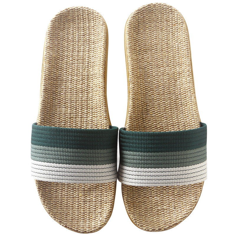 新しい亜麻スリッパ女性夏家庭用カップル室内の冷たいスリッパ男性夏