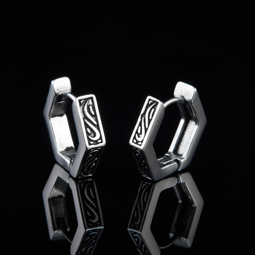 Japanese and Korean jewelry earrings fashionable earrings simple stainless steel earrings geometric simple men's earrings cross-border