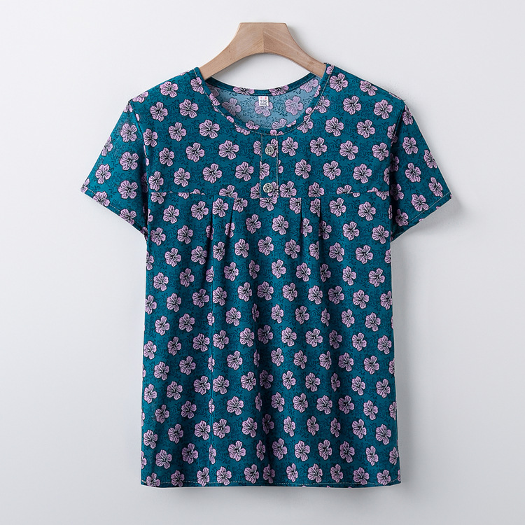 妈妈装大码夏装中老年女装t恤摆地摊批发奶奶新款短袖宽松大码衣