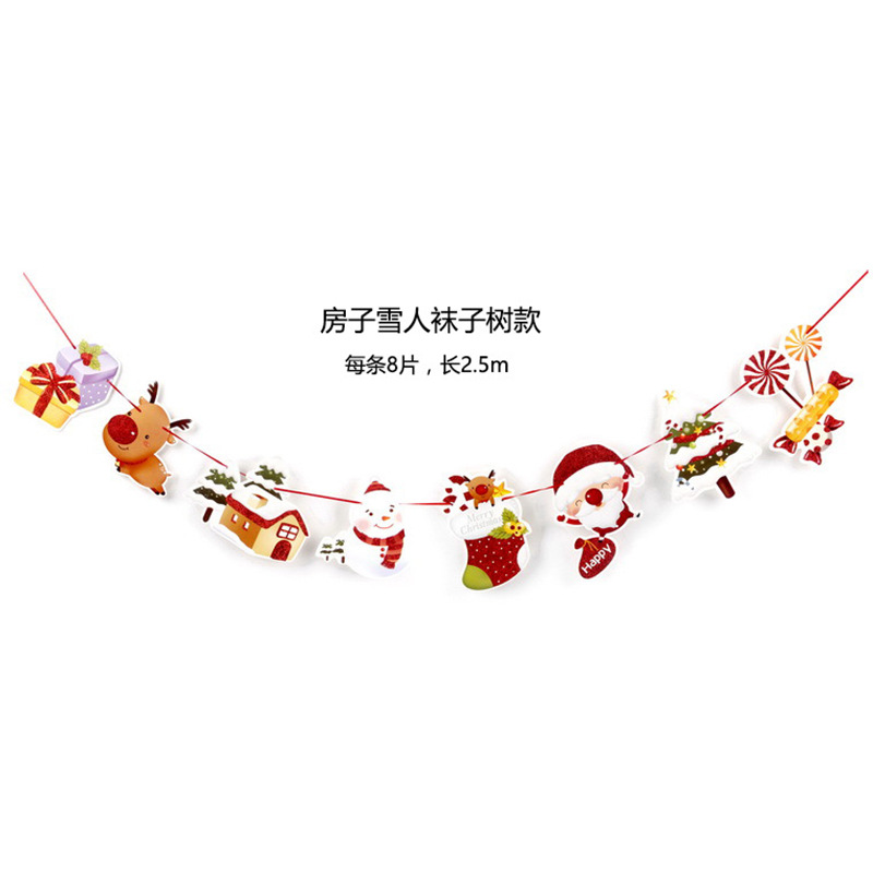 Banderas navideñas transfronterizas en stock, 24 tipos de banderas de dibujos animados, decoraciones navideñas al por mayor de fabricantes, admiten pedidos de lotes mixtos.