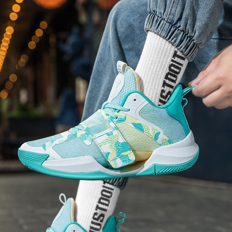 Zapatos de baloncesto de combate real de fricción sonora y amortiguación de fricción nacional, zapatos deportivos de moda juvenil de luz nocturna para hombres y mujeres