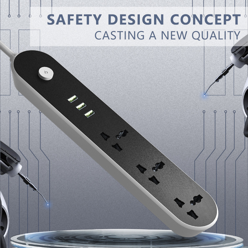 跨境万能通用孔排插亚马逊热销插座多孔位USB接线板排插拖线板