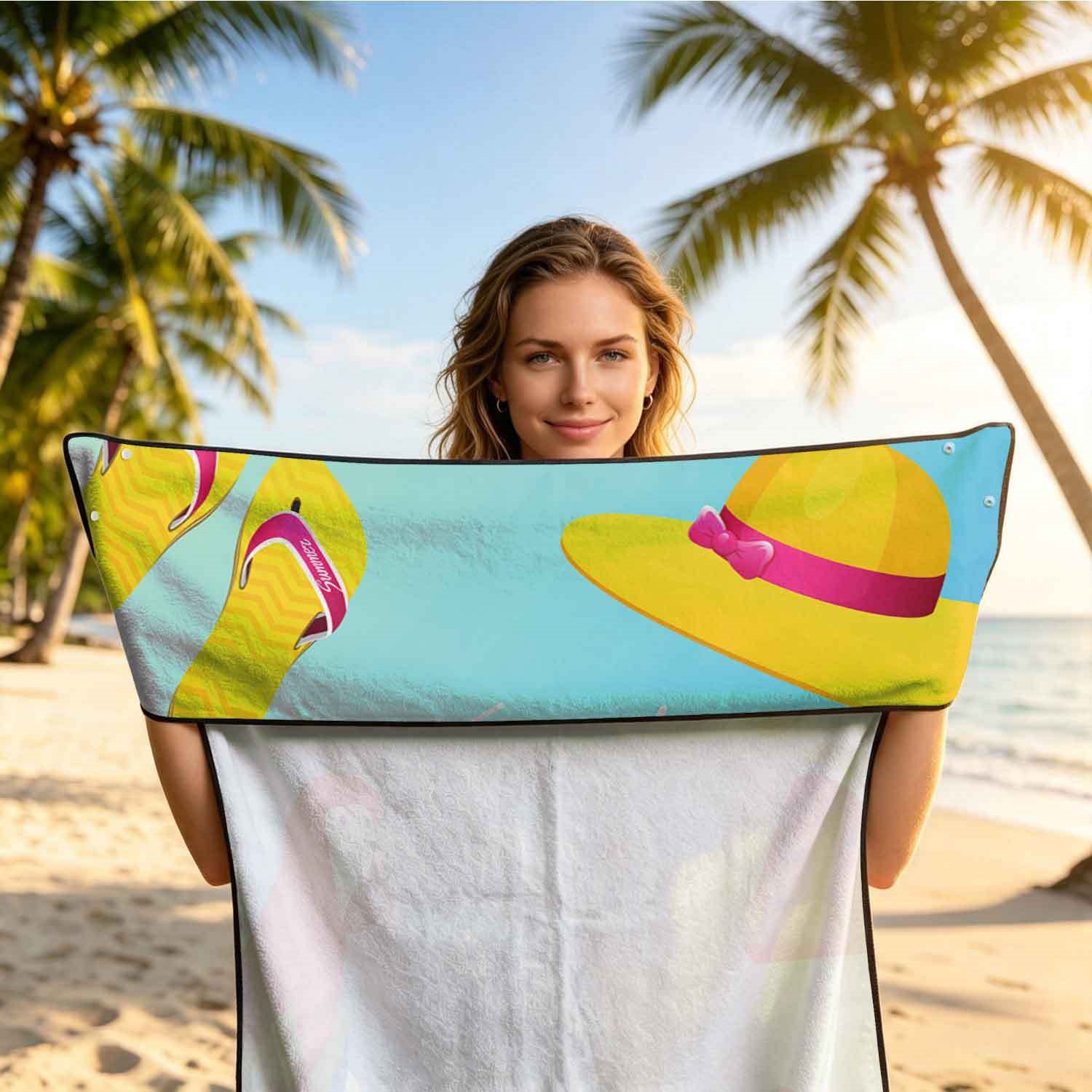 Summer bath towel and car seat cover 2-in-1, ultra-fine fiber outdoor beach and car dual-use universal seat cushion