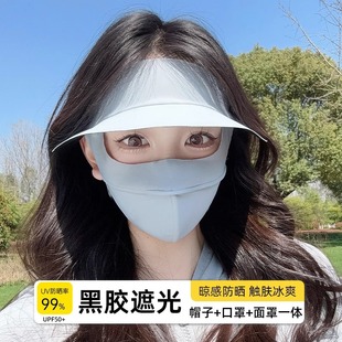 Vinyl Brim Sun Protection Mask for Women Covering Full Face, Anti-Uv Eye Protection Mask, Summer Ice Silk Breathable Face Kini