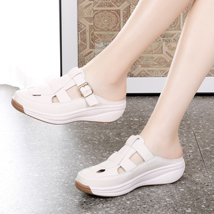 Baotou Half Slippers Women's 2024 Summer New Outfit Lazy Slip-on Pregnant Women's Shoes Non-slip Seaside Beach Sandals