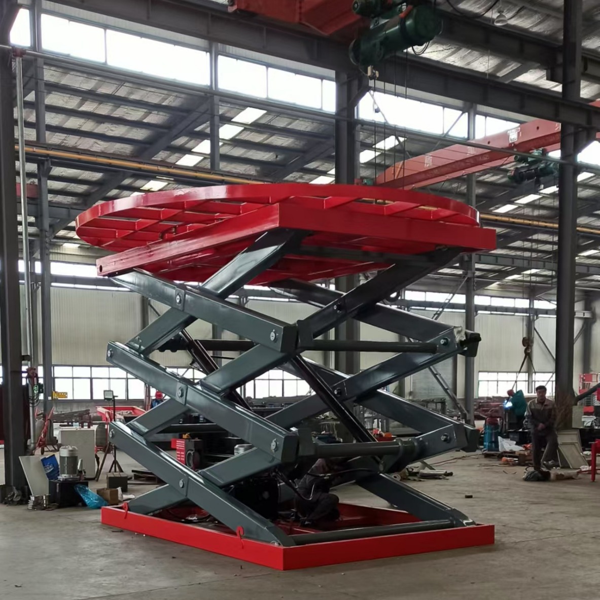 剪叉式升降平台圆形旋转舞台固定展示带4S店汽车升降机 8米升降台