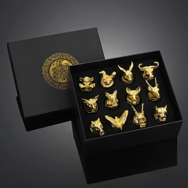 Gift box, golden wineglass, Chinese horoscope