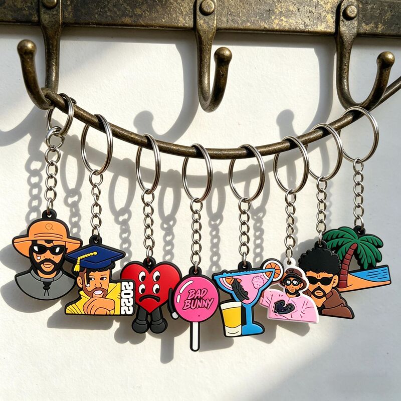 New Bad Rabbit diy keychain pendant key chain ornaments PVC Sun Man key ring schoolbag decoration cross-border