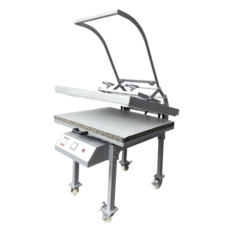 En stock 80*100cm de gran formato máquina de prensa de calor de prendas de vestir magnética semiautomática Correa estirable máquina de impresión de trípode