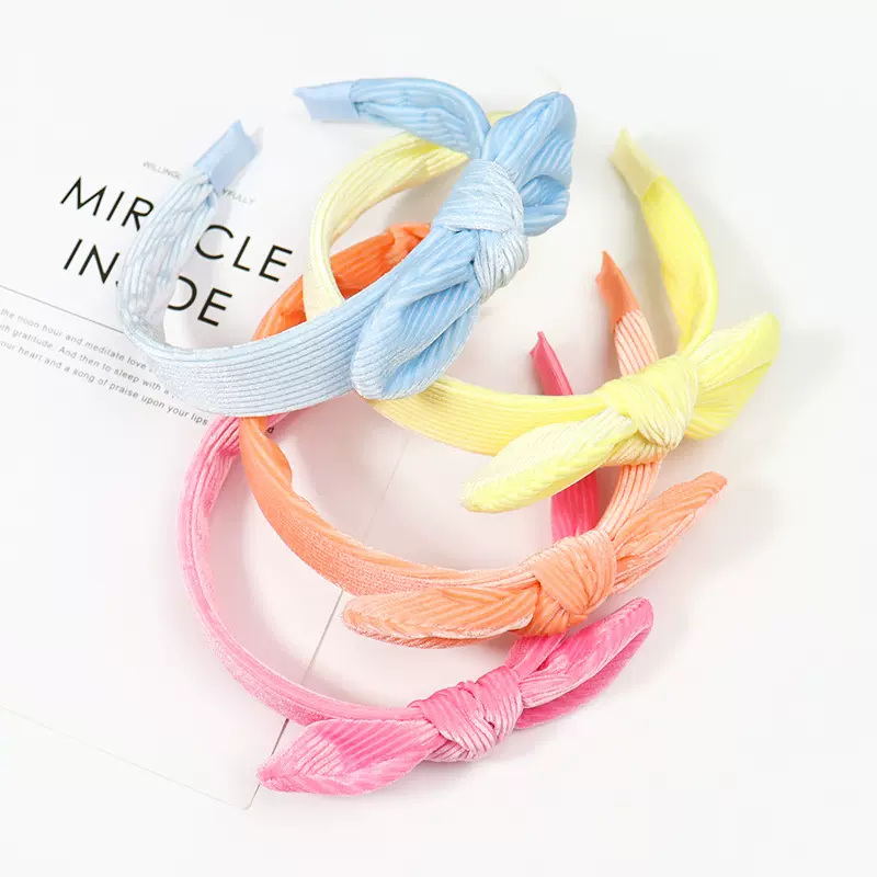 韩版新款宽边发箍洗脸复古蝴蝶结发饰打结头箍蕾丝布艺头饰批发