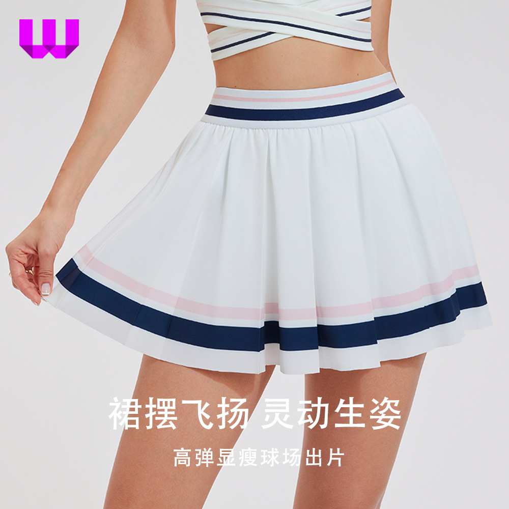 Outdoor Sports Tennis Skirt for Women, Two-Piece Pleated Short Skirt, Fashionable and High-End Half-Skirt, Breathable and Quick-Drying A-Line Skirt