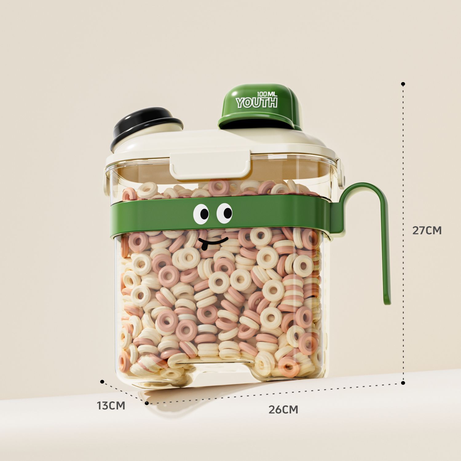 Cartoon pet food storage jar large green 3600ml