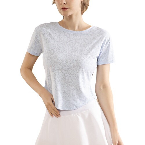 Summer New Slit Embroidered Short-Sleeve T-Shirt Loose Beautiful Back Top Slimming and Weight-Loss Quick-Drying Breathable Yoga Clothes for Women