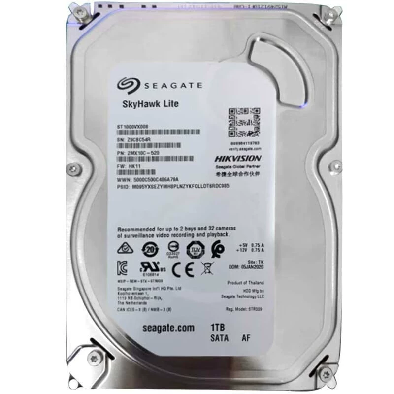 Оригинальный жесткий диск Hikvision для видеонаблюдения 3,5" SATA 1 ТБ ST1000VX008