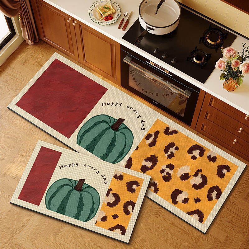 American retro cocina alfombra de suelo de absorción de agua alfombra de suelo de puerta de aceite dos piezas conjuntos de alfombra antideslizante resistente al desgaste fácil de cuidar